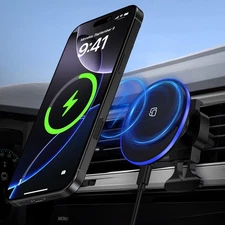 Wireless Mag Safe Car Mount Charger for Samsung Galaxy S25 Ultra S24 FE S23 P...