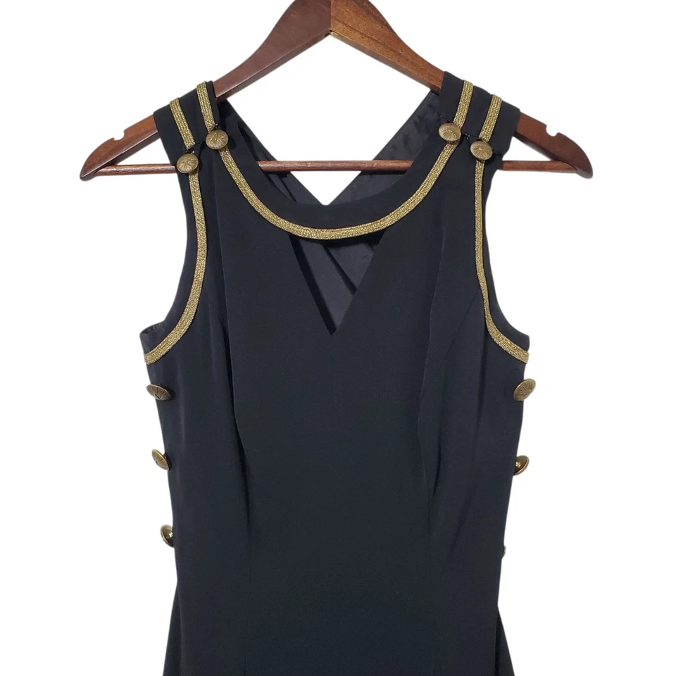 Винтажный черный комбинезон Palazzo размер 4 золотистая отделка открытая спина 70-е 80-е широкие ноги женщин - Изображение 3 из 4