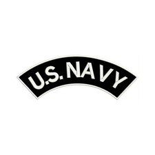 Large 12" U.S. NAVY Embroidered Rocker Patch - Black & White Biker Top Rocker