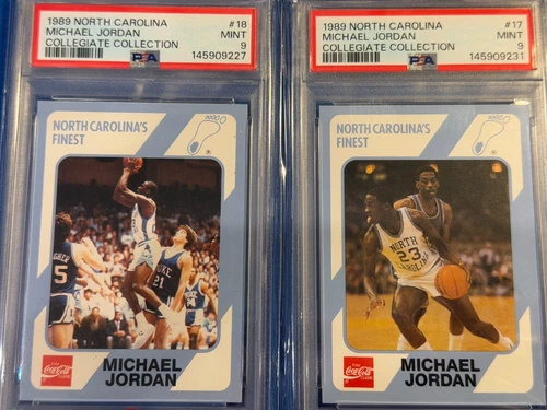 2 CARD LOT - 1989 NORTH CAROLINA MICHAEL JORDAN -MINT -  PSA 9