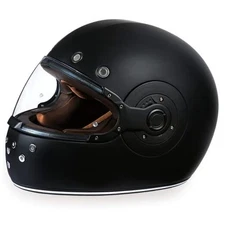 DOT Daytona Retro Full Face Motorcycle X-Small Dull Black, Dull Black Accents