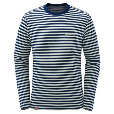 MONTBELL Merino Wool Plus Striped Long Sleeve T-Shirt Men's Asian Size
