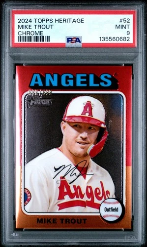 2024 Topps Heritage #52 Mike Trout Chrome PSA 9