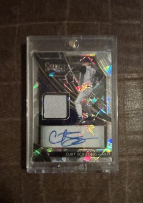 2020 Panini Select /25 Patch Auto Curt Schilling #SM-CU Cracked Ice Prizm