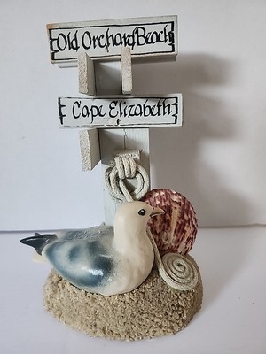 Nautical Beach House Coastal SEA GULL BIRD ON FENCE POST FIGURINE SAND