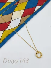 18K Yellow Gold Filled Tarnish-Free 16"/18" Necklace Chain Infinity Ring Pendant