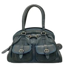 Auth DIOR/ChristianDior My Dior Blue Green Leather Handbag