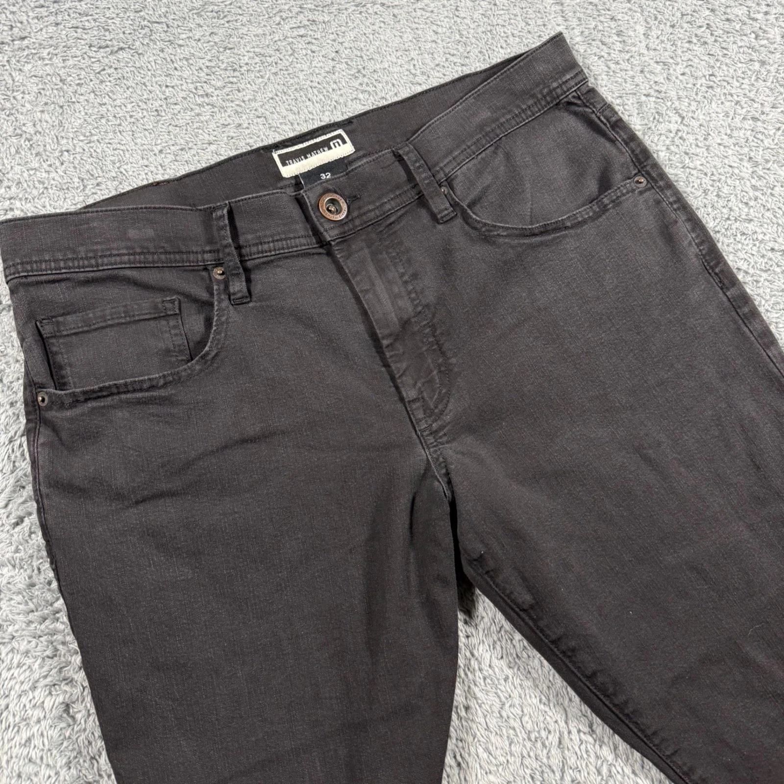 Travis Mathew Mens 32x29 Featherweight Jeans Black Stretch Faded 5 Pocket Golf
