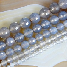 15inches Faceted Gray Agate Round Beads 4mm 6mm 8mm 10mm 12mm