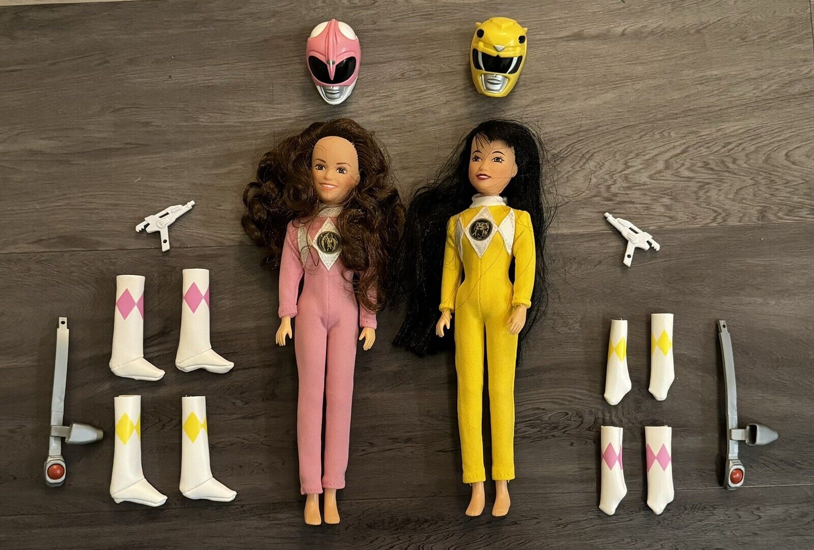 Vintage Power Ranger Yellow And Pink Dolls, Kimberly And Trini 1994