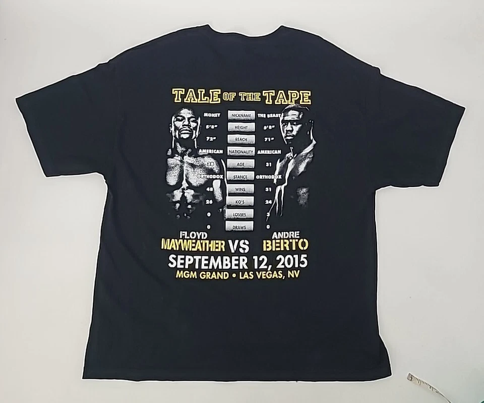 Deadstock Floyd Mayweather Vs Berto Mens T-shirt XL Black Boxing 2015 DoubleSide - Image 2 of 4