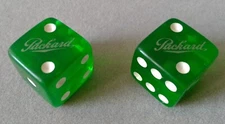 #739 - Pair vintage Packard car advertising dice. Advertising nuts.