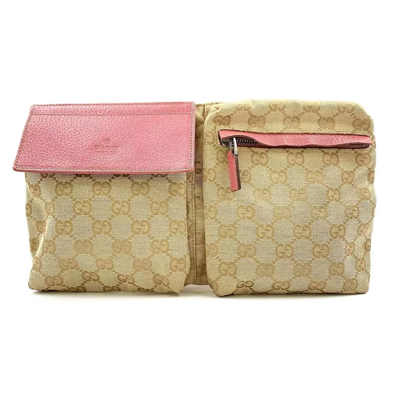 GUCCI [Rang AA] GG toile sac taille corps fesses sac à main ceinture rose beige 28566 bon