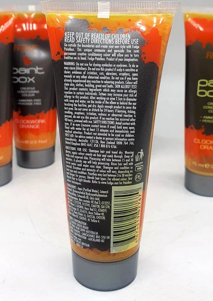 6 x Fudge Paintbox Semi-Permanent Hair Colour Dye CLOCKWORK ORANGE CR141 BB 17 - image 4 of 4