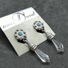 Authentic Vintage Post Lucite Earrings Silver Tone Blue Rhinestone Lightweight