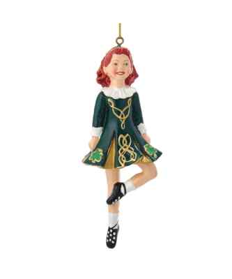 KURT ADLER 6'' RESIN HAND PAINTED IRISH STEP DANCING GIRL XMAS ORNAMENT W4100