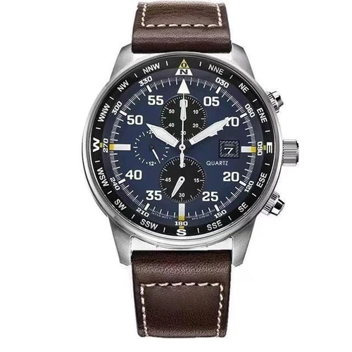 Herren Aviator Chronograph Schwarzes Zifferblatt Eco-Drive Uhr Calendar Quartz - Bild 15 von 17