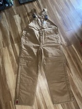 Carhartt Men 40 x 32 Duck Bib Overalls Tan Brown Double Knee Stain USA NWOT