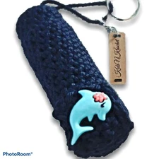 Set Of 2 Asthma Inhaler Keychain Case, Pink And Black, Random Button Detail