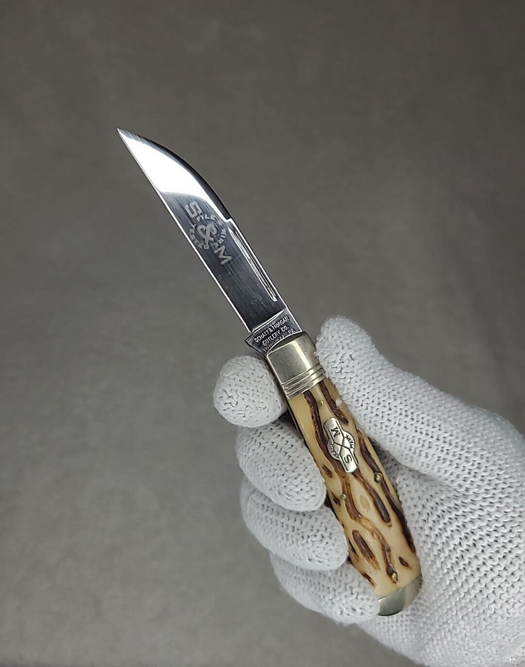 Cuchillo Schatt & Morgan cierre oscilante raíz dorada gusano arboleda hueso ATS-34 2010 EE. UU.