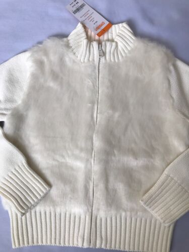 NWT Gymboree Girls' Faux-Fur Ivory Zip Front Cardigan, Size S 5-6 - Picture 1 of 6