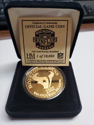 HOUSTON TEXANS NFL 2002 INAUGURAL SEASON 24KT GOLD COIN HIGHLAND