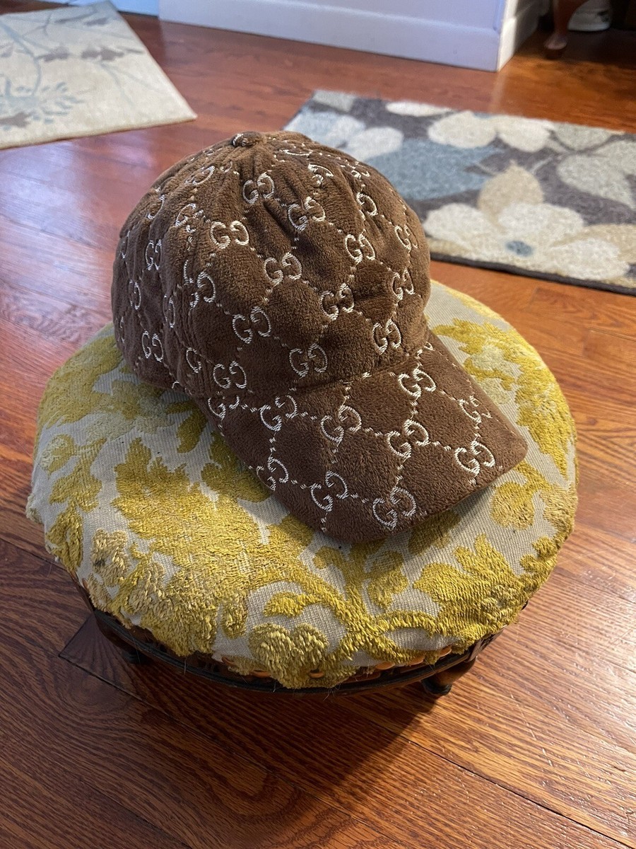 Gucci Brown Velvet GG Monogram Baseball Hat Size M $595.00  display picture 1