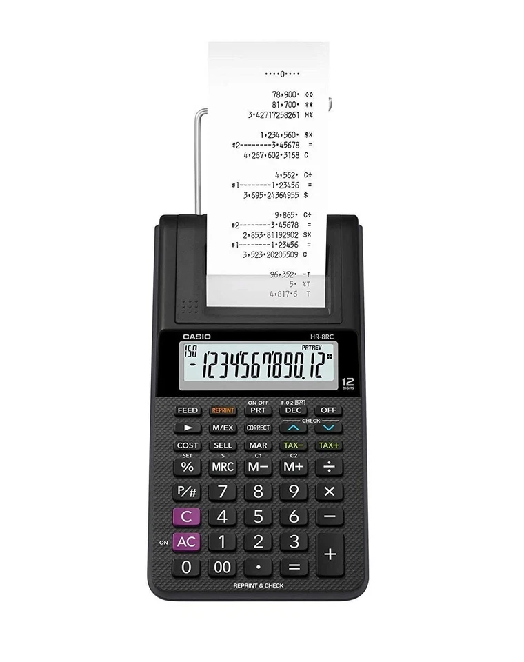 Casio HR-8RC-BK 150 Steps Check & Correct Printing Calculator & Reprint Feature - Image 4 of 4