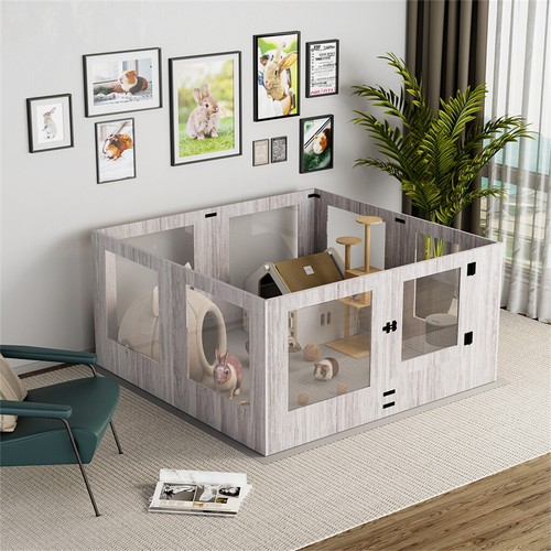 8/14 Panels Dog Whelping Box Safe Tempered Glass Pet Playpen w/ Protective Ledge - Picture 8 of 38