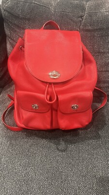 Large Coach Turnlock Rucksack Red Pebbled Drawstring Leather  display picture 2