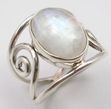 جديد Elegant 925 Sterling فضي خاتم, أصلي Moonstone Size 6,7,8,9,10 Handmade