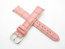 High Quality Genuine Pink Leather Leather 18mm Watch Band With Pins Included