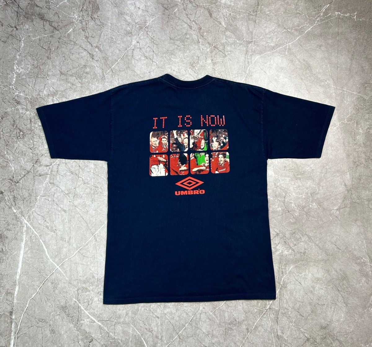 Vintage 1999 Manchester United Treble Champions Rare UMBRO T-shirt