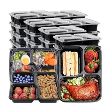 34 OZ Meal Prep Containers 3 Compartment with Lids Disposable Food Containers US
