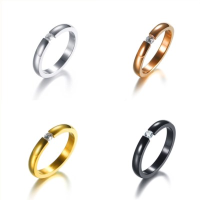 Damen Kristall Ring Band Edel Titan Damening Verlobungsring 4 Farben Ringe