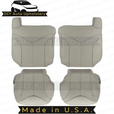 2000-2002 For GMC Yukon Driver/Passenger Top/Bottom Leather Seat Covers Gray