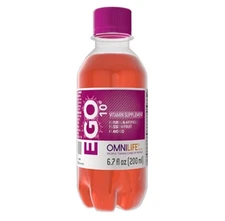 OMNILIFE Ego 10Bottle 200ml ( 12 Pack ) Passion Fruit Flavor - Taurine, Caffeine