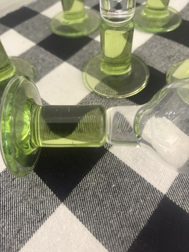 Bormioli Rocco Italy Limoncino Cordial /Footed /Green Shot Glass Set of 6/mint - Picture 4 of 6