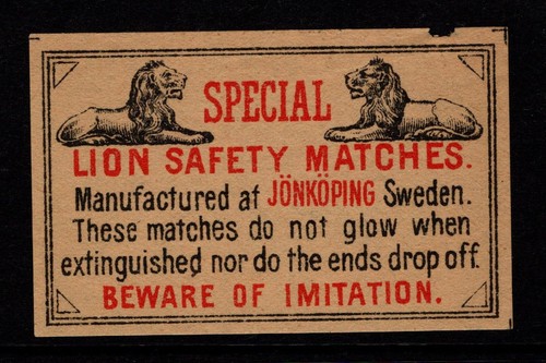 Matchbox Label Sweden, Special Lion Safety Matches - S56927A