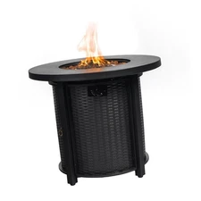 Outdoor Round Propane Fire Pit Table – 30 Inch Steel Design with 40,000 BTU