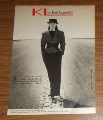 Seltene Werbung vintage KL by KARL LAGERFELD - Die neue Modelinie Damenmode 1988