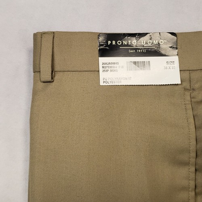 #ad #ad Pronto Uomo Dress Pants Mens Size 38 X 32 Tan Brown Flat Front Straight Leg NEW $29.99