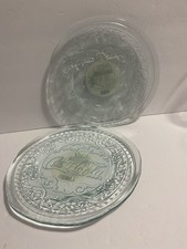 Coca Cola Clear Glass 1886 &ldquo;&rdquo; 8" Plates Set of 2 Wavy NEW