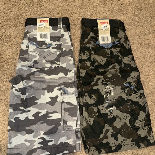 Lot Of Two 2 Levi’s Boys Camo Cargo Shorts with Belt Size 14 NWT - Picture 4 of 6