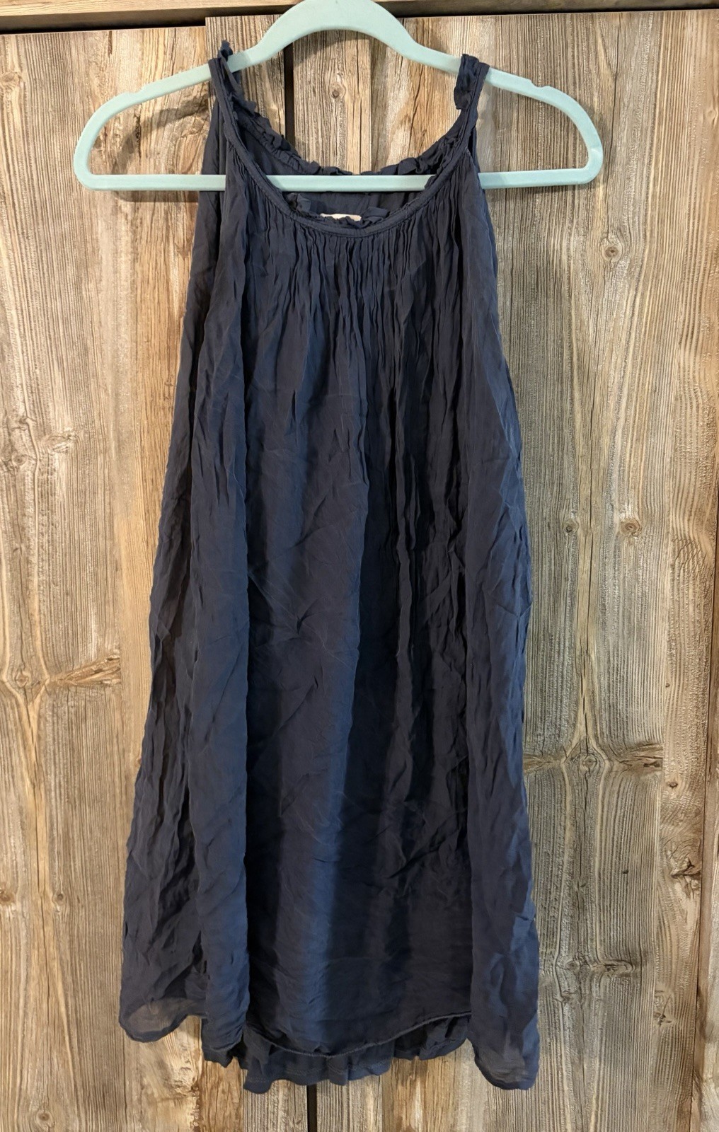 Luisa Ricci Black Solid Slip Dress Scoop Neck Strappy Lined Knee Length L