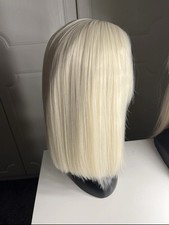 14 Inch Platinum Blonde Straight Middle Part Lace Wig