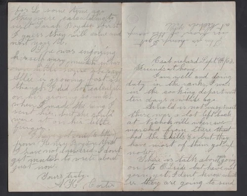 CIVIL WAR LETTER - 36th MA Infantry in Kentucky - Soldier Deaths, Gen Burnside