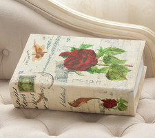 Buchattrappe Geschenkbox Buch Schatulle Safe Kiste Rosen Versteck Shabby H21cm