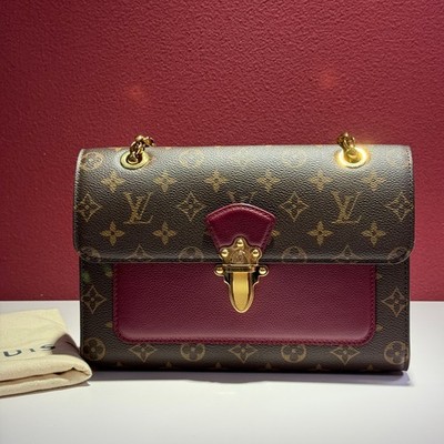 Louis Vuitton Victoire Burgundy Monogram Canvas Leather Chain Shoulder Bag Gold