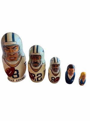 Dallas Cowboys Russian Nesting Dolls Aikman E. Smith Irvin Johnson Cheerleader